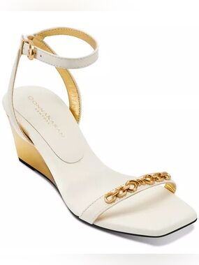 Donna Karan New York  Bristan Wedge Sandal Gold Ivory Women’s 8.5 NEW ($180)